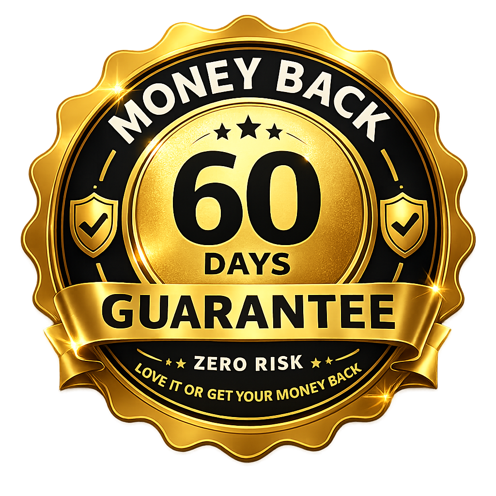 60-day money back guarantee seal